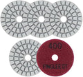 2 Inch Diamond Polishing Pads with 7Pcs Dry Wet Granite Stone Polish Pad Kit for Drill，50-3000 Grit Polishing Pad (5Pcs 400#（Dry/Wet）)