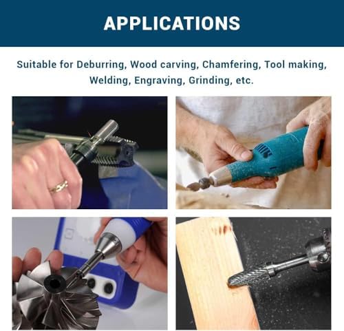 Benchmark Abrasives 6” Cylindrical Shape End Cut Premium Tungsten Carbide Double Cut Rotary Burr, 1/4" Shaft for Metalwork Woodworking Deburring Shaping Carving on Fiberglass Plastic Copper