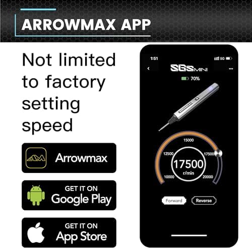 AM ARROWMAX Mini Engraving Pen, Cordless Rotary Tool with 36 Bits, Aluminum Case, Bluetooth, APP, Wireless Magnetic Charge, Engraving Tool for Jewelry, Wood, Glass, Carving (SGS MINI)