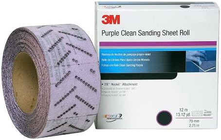 3M 30713 Hookit 745I Purple 70 mm x 12 m P80 Grit E Weight Clean Sanding Sheet Roll (Pack of 5)