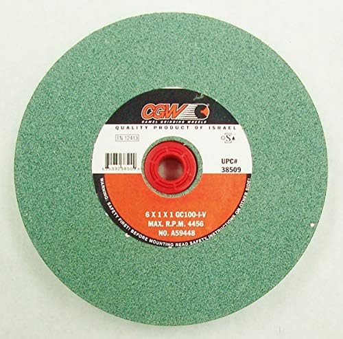6X1X1(Telescopic Bushing for 3/4", 5/8", 1/2" Arbor) Green Silicon Carbide Bench/Pedestal Grinding Wheel (100-I)