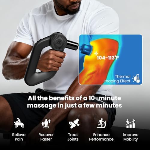 BOB AND BRAD D6 Pro Max+ Massage Gun with Heat and Cold, Powerful Deep Tissue Percussion Massager with 16mm Amplitude, Professional Muscle Massager Gun for Athletes, Quiet Electric Handheld Massager