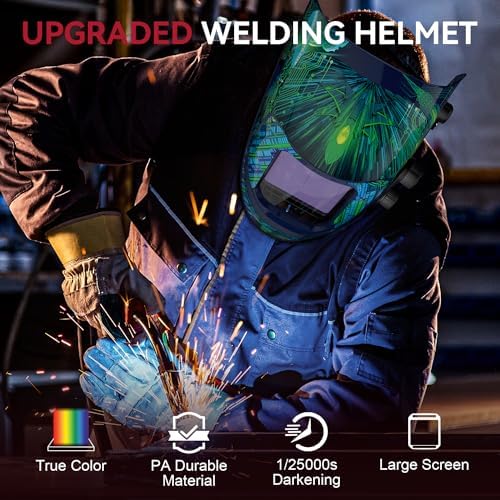 ARCCAPTAIN Auto Darkening Welding Helmet, 3.94"X3.66" Large Viewing Screen