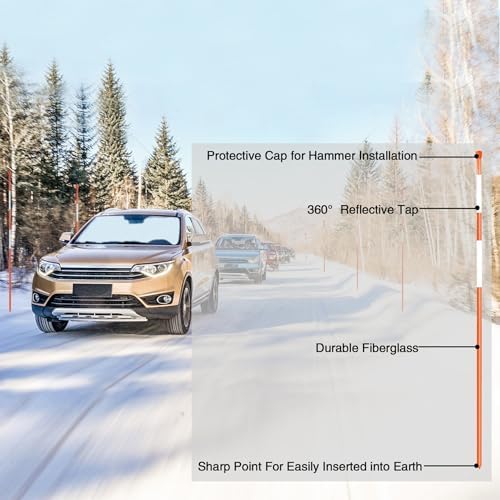 72Inch Snow Stakes Driveway Marker, 25Pcs Driveway Stakes