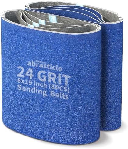 8 Packs 8 x 19 inch 24 Grit Blue Zirconia Cloth Floor Sanding Belts Ideal for Sanding Commercial and Residential Flooring