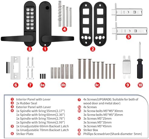 Mechanical Keypad Keyless Entry Door Handle Lock,Matte Black