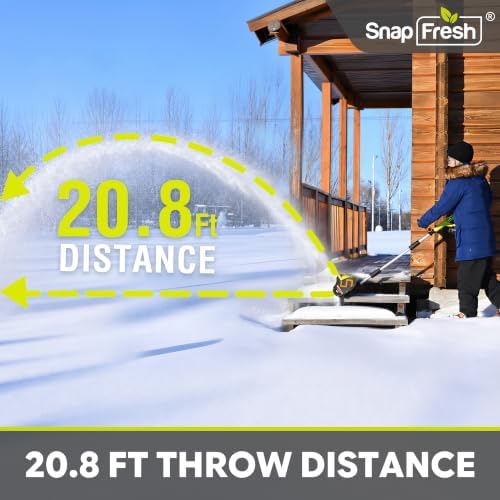 SnapFresh 20V Brushless Snow Shovel, 5-Car Driveway Cordless Snow Thrower Kit, 3-Speed, 300lbs/Min, 12" Lightweight Snow Blower, Adjustable Handle, 4.0Ah Battery & Fast Charger Included