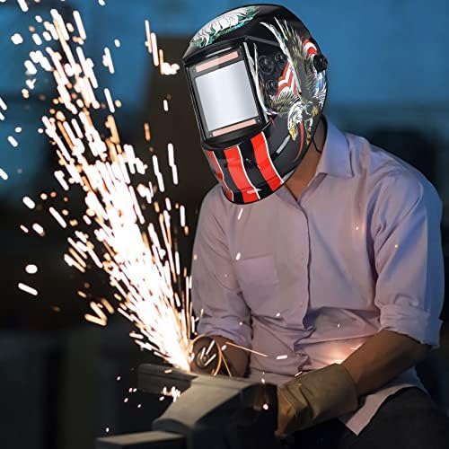 Welding Helmet Auto Darkening Hood True Color 3.94" X 3.66" Large View Solar Powered for TIG MIG ARC Welder Mask with Adjustable Shade Range 4/5-9/9-13 and 4 Arc Sensor