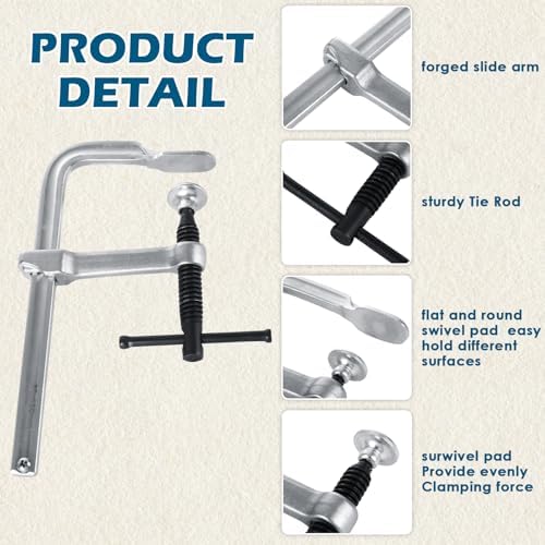 JMIATRY 4PCS Welding F Clamps 6 Inches Heavy Duty Steel Bar Clamp