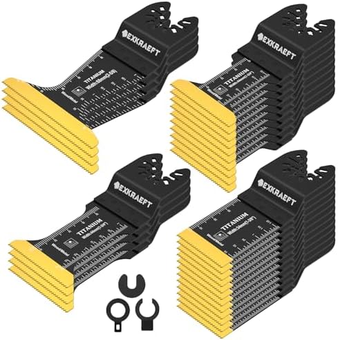 EXKRAEFT 30 PCS Multitool Blades, Titanium Oscillating Saw Blades for Metal