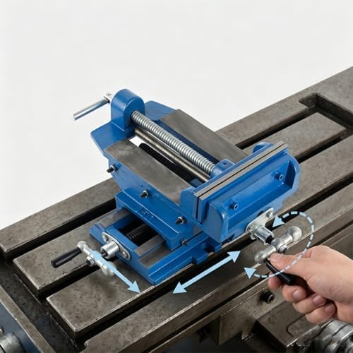 6 Inch Precision Cross Slide Drill Press Vise with 9.4" X-Axis & 8" Y-Axis Travel, Heavy Duty Ductile Iron, Includes Bolts & Nuts, Bench Vise 6 Inch Heavy Duty, and Table Clamp for Versatile Use