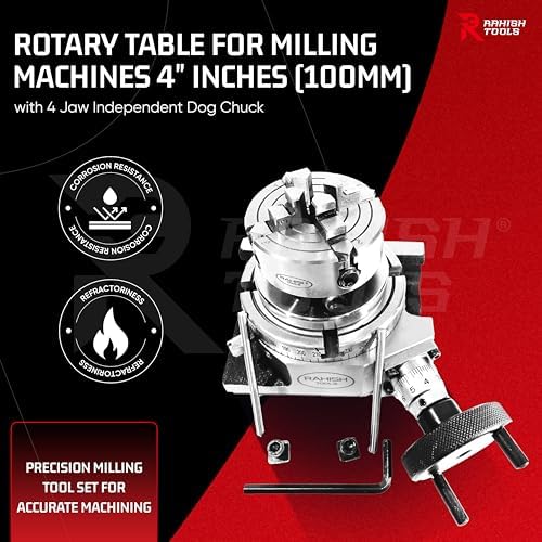 Horizontal & Vertical Rotary Table with 70mm 4 Jaw & T-Nuts Set, 4"