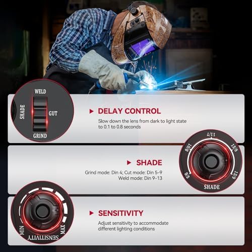 ARCCAPTAIN Welding Helmet, 3.94"×3.66" Auto Darkening Welding Hood