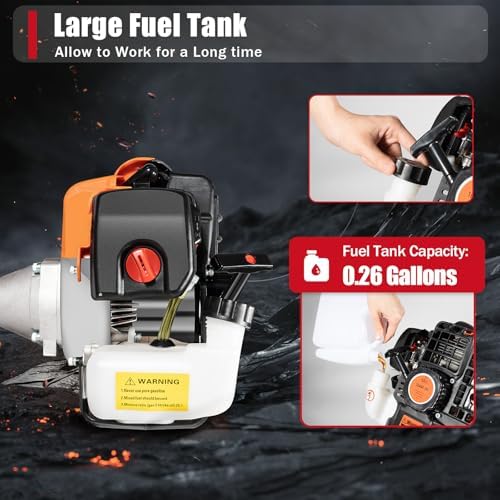 Gas Handheld Snow Sweeper, 52cc 2 Stroke Engine Power Gasoline Snow Shovel, Cordless Hand Held Walk Behind Brush Broom Cleaner Tools for Driveway Turf Lawns Artificial Grass Garden
