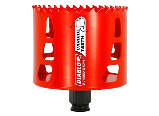 Diablo Carbide Teeth Hole Saw for Wood and Metal - Fits with Snap-Lock Plus Mandrel System, Tool-Free Plug Ejection - 3-1/4" Diameter, 2-3/8" Length - DHS3250CT