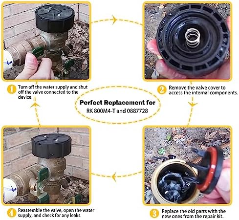Replace for Watts RK 800M4-T 0887728 Replacement Repair Kit fits for 1" 800M4 and LF800M4 Pressure Vacuum Breaker Total Repair Kit 1" Pressure Vacuum Breaker