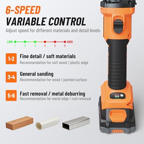 DOVAMAN 1/2'' x 18'' Cordless Belt Sander, 6-speed 3268 FT/Min, 20V Battery