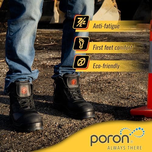 ROCKROOSTER Mens Work Boots, 6 inch Steel Toe Side Zipper Safety Wheat Black Slip Resistant Work Boot, TPU Outsole Breathable Leather Shoes, ASTM F2413-18 Static Dissipative SD (AK050 & AK050BK)