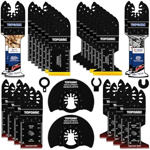 TOPOARC Oscillating Tool Blades Kits, 28PCS Titanium Multitool Blades