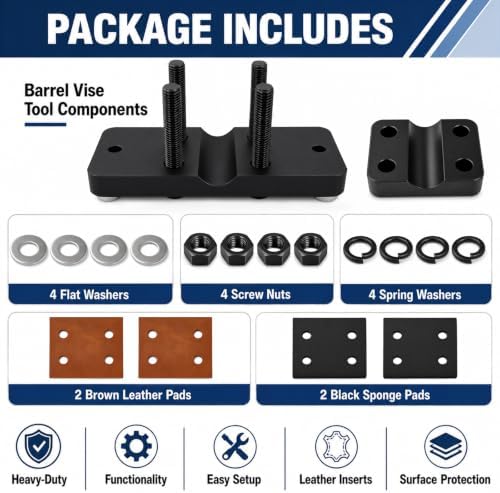 Professional Grade Heavy Duty Barrel Vise Tool, Universal Barrel Clamp