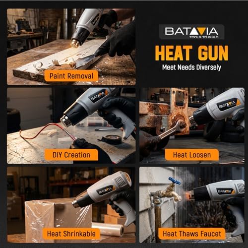 BATAVIA 1800W Heat Gun Variable Temp 122℉-1202℉ for Crafts, Vinyl Wrap