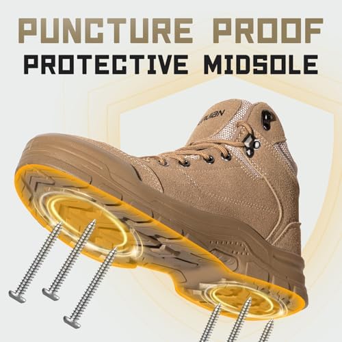 Furuian Steel Toe Boots for Men Women Lightweight Work Boots Pioneer Series