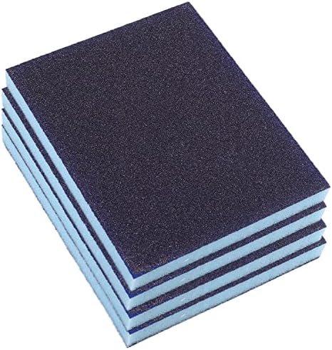 Utoolmart Sanding Sponge Sanding Blocks, 100 Grit Wet Dry Sandpaper Sponge, Washable and Reusable Sand Sponge Kit, for Kitchen Cookware Cleaning and Rust Removal of Rusted Metal, Blue, 4 Pcs