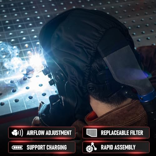 YESWELDER Powered Air Purifying Respirator Auto Darkening Welding Helmet LYG-M800H Welder Hood