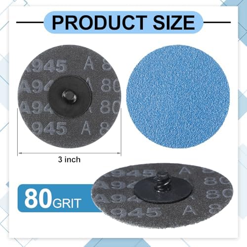 Landical 150 Pcs 3 Inch 80 Grits Sanding Discs Quick Change Zirconia Lock Sanding Disc for Die Grinder Surface Strip Grind Polish Finish Burr Rust Paint Removal