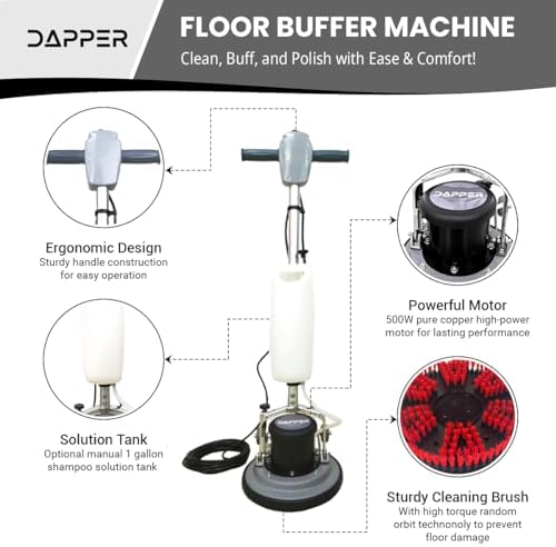 13" Heavy-duty Multi-Functional Floor Buffer Polisher Machine - Clean, Buff, Scrubb and Polish with Ease! Ideal for Carpets Too! Includes Optional Solution Tank, 2 Brushes and 3 Scouring Pads