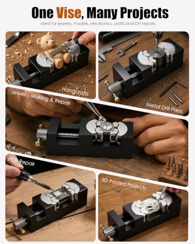 Smart Mini Fractal Vise, Heavy Duty Drill Press Vise Bench Vise Clamps, Portable Table Fractal Jaws, Fixed Tool for Woodworking, Handcraft Creations, Metal, Cutting Conduit, Drilling, Irregular Object