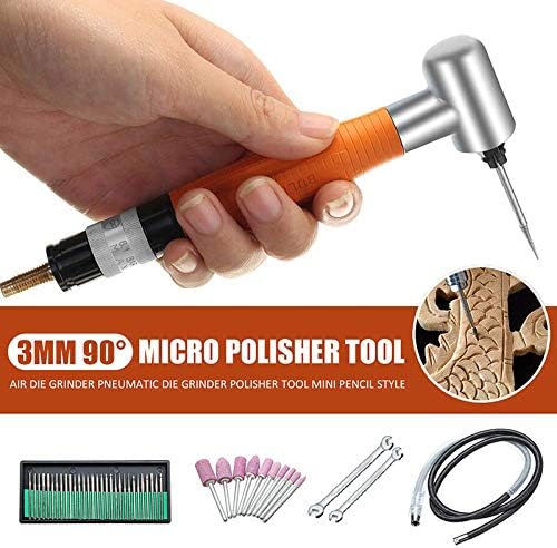 90 Degree 3mm Pneumatic Angle Air Micro Die Grinder Pencil Style Polisher Tool Accessories Kit