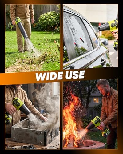 Saker Cordless Leaf Blower Portable Dust Cleaner with 2 Extended Nozzle for Lawn Care Drying Patio Cleaning 2 Batteries