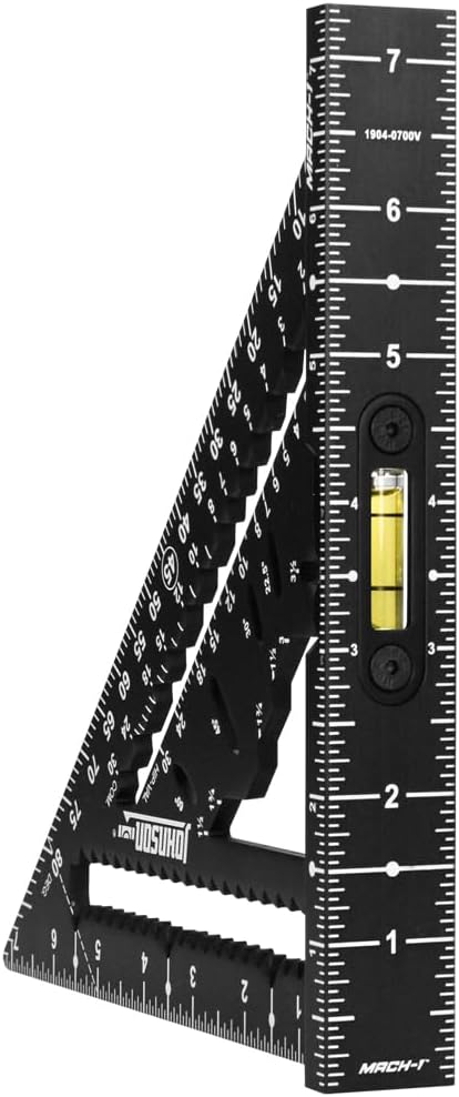 Johnson Level & Tool 1904-0700V 7-1/4" Johnny Square® MACH-1™ Smart Mark™ Rafter Square with Level Vial, Black