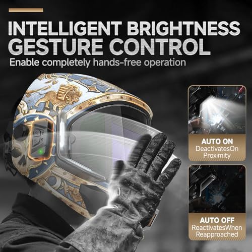 ANDELI Auto Darkening Welding Helmet with Light,Upgraded Solar Powered