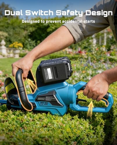 SEESII 24" Hedge Trimmer Cordless, 40V Electric Bush Trimmer, 2 Batteries