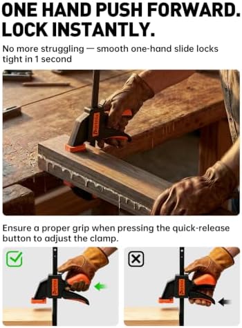 [300LB Heavy-Duty] Bar Clamps for Woodworking, 4 x 6" Clamps for Woodwork, Quick Grip F-Clamps with 2.75 In Deep Reach, Trigger Clamps for Cabinet Glue Ups Drawer