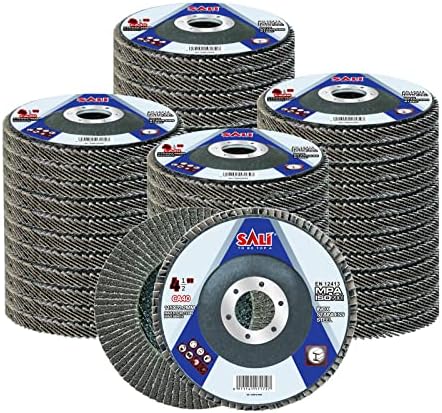 Sali 48 Pack Flap Disc 40 Grit 4.5" x 7/8-Inch Sanding Disc Bevel Type #29 Premium and Industrial Grade Angle Grinder Grinding Wheel High Performance Edge Grinding
