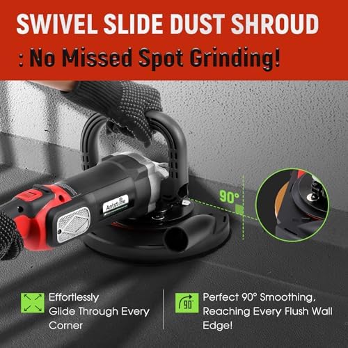 Antstone 7 Inch Concrete Grinder Set Concrete Surface Planer with Dust Extraction Shroud 1580W 3000RPM Angle Grinder Kit with Auxiliary Handles, Protective Guard, Diamond Grinding Wheel