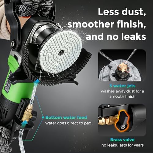 Bonvoisin 800W 4'' Wet Polisher Electric Wet Stone Polisher 6 Variable Speed Wet Grinder Buffing Machine Countertop Concrete Polisher for Stone, Granite, Marble, Tile with 7Pcs Diamond Polishing Pads