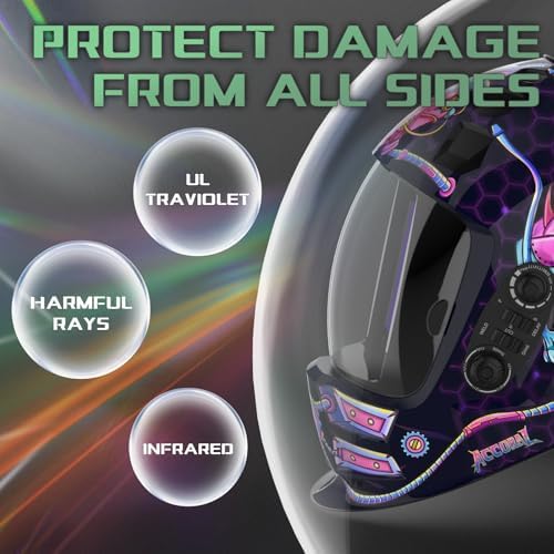 Large View Welding Helmet, 3.94 x 3.66 in, 4 Arc Sensors