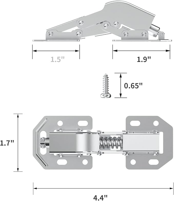 Chibery 4 Pack 90 Degree Soft Close Surface Mount Spring Hinges, Easy Installation No Pre-drilled, Noiseless Frameless Hidden Concealed Kitchen Cabinet Hinge for Cupboard Folded Replacement Hardware