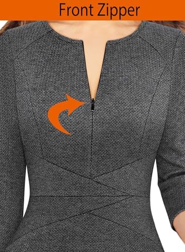 VFSHOW Womens Work Business Office Zipper Up Slim Bodycon Sheath Dress