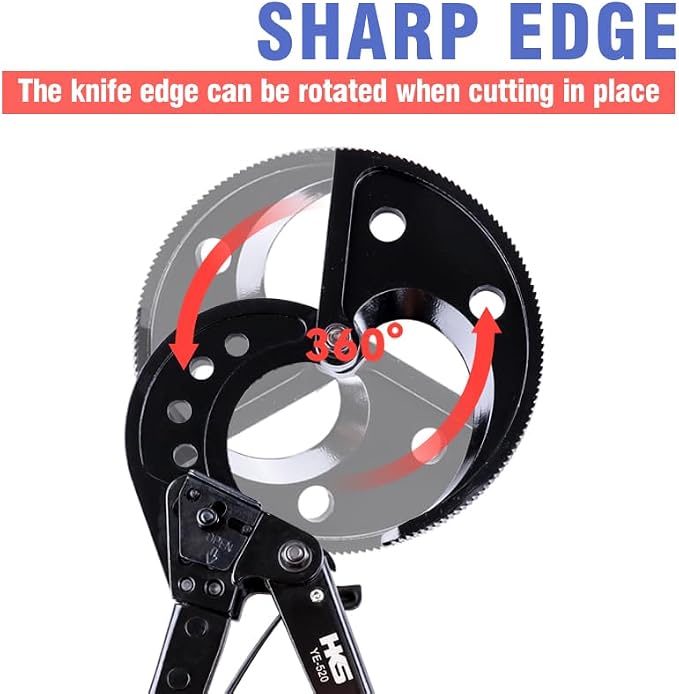 HKS Ratchet Cable Wire Cutter Heavy Duty for Cutting Electrical Aluminum Copper and Multi-core Cables up to 400mm²(AWG 750MCM)