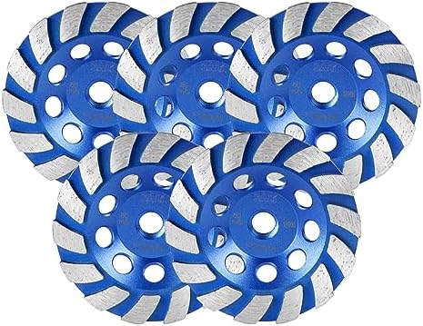 SALI 5PCS 4.5 Inch Concrete Grinding Wheels 14 Turbo Diamond Segments 5/8-11 Arbor Diamond Grinding Wheel Fit for Paint, Epoxy, Mastic, Coating Removal