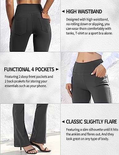 VOOVEEYA Women's Bootcut Leggings - Bootleg Yoga Pants Flare with 4 Pockets