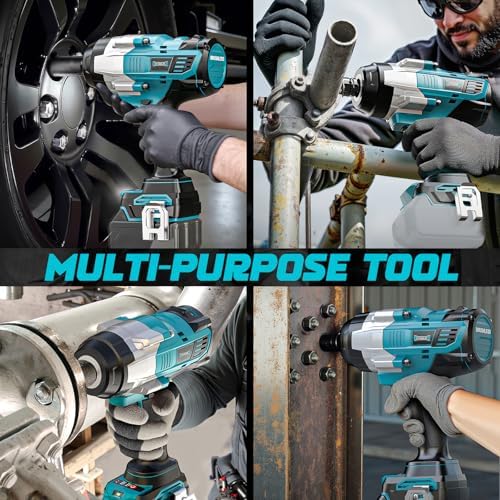 DIYtoolifz Cordless Impact Wrench 1/2" Compatible with Makita 18v Battery, 1700 Ft-lbs High Torque Impact Driver with 6Pcs Sockets & Storage Case, Impact Gun with 4 Modes & LED Light(Tool Only)