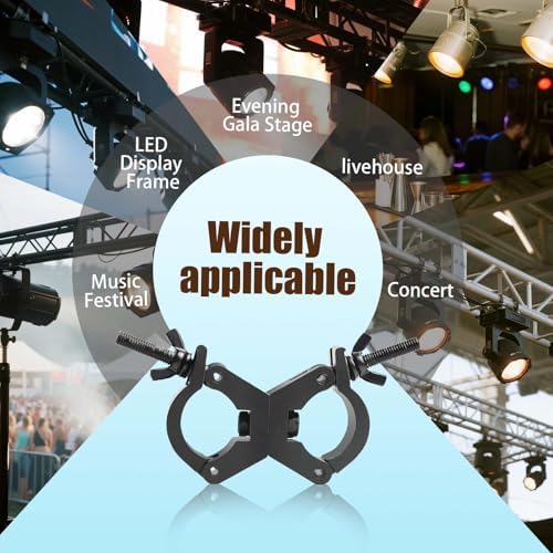 Lighting Truss Swivel Coupler Clamps for Lights, Quick Release Dual Head Truss O Clamp, 30mm-35mm Dual Swivel Tube Clamp, Wrap Around Pipe Clamp Mounting Bracket(Black)