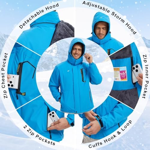 QPNGRP Mens Waterproof Ski Snowboard Jacket Winter Windproof Snow Coat