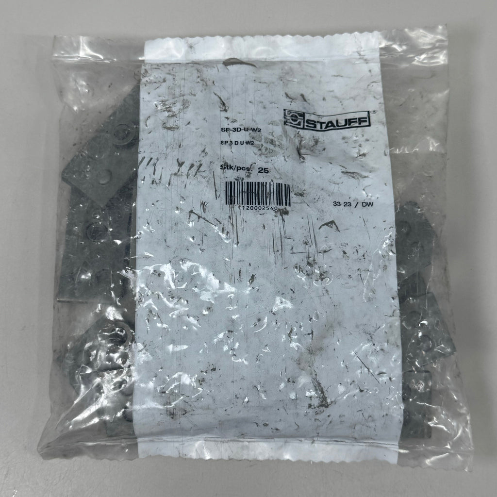 STAUFF (25 PACK) Single Welded Plate Twin Series 3D Carbon Steel Grey SP-3D-U-W2